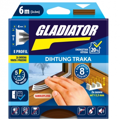 Gladiator Dihtung traka za vrata i prozore E profil BRAON