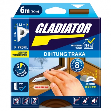 Gladiator Dihtung traka za vrata i prozore P profil BRAON